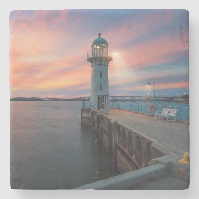 Lighthouse Raffles | Marina, Singapore Stone Coaster (Front)