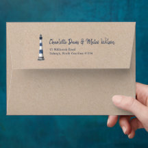Lighthouse Return Address Kraft Wedding Envelope