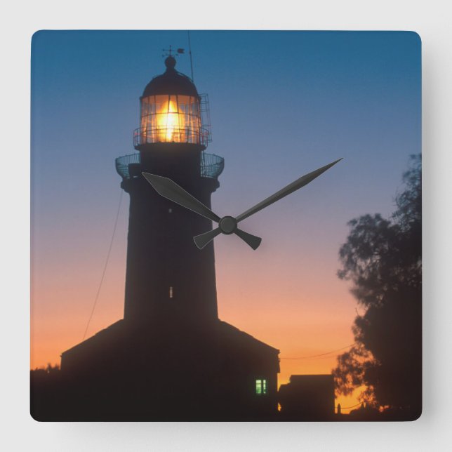 Lighthouse, Robben Island, Cape Town 2 Square Wall Clock (Front)