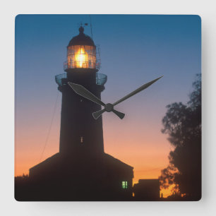 Lighthouse, Robben Island, Cape Town 2 Square Wall Clock