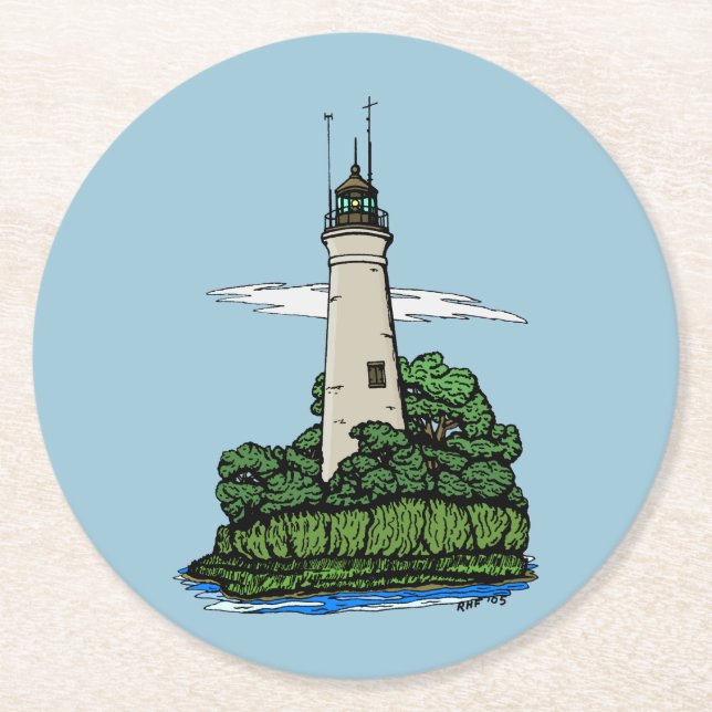Lighthouse Round Paper Coaster (Front)
