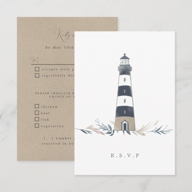 Lighthouse RSVP meal choices Card (Front/Back)