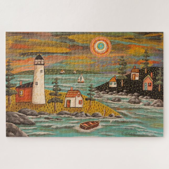 Lighthouse Sail Jigsaw Puzzle by Karla Gerard (Horizontal)