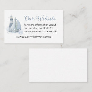 Lighthouse Sailboat Blue Nautical Wedding Website Enclosure Card