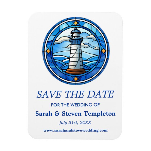 Lighthouse Sailing Nautical Wedding Save The Date Magnet (Vertical)