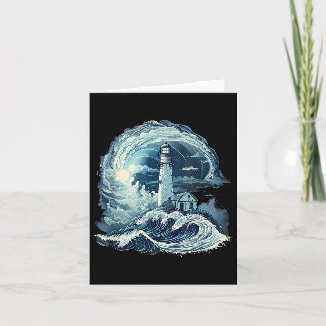 Lighthouse Sailing Sea Beach Boating Seaside House Card (Front)