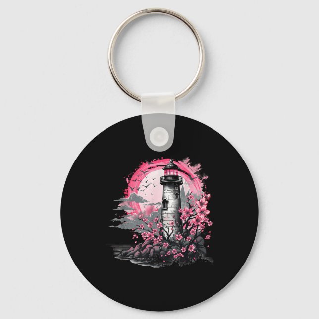Lighthouse Sailing Sea Beach Boating Seaside House Key Ring (Front)