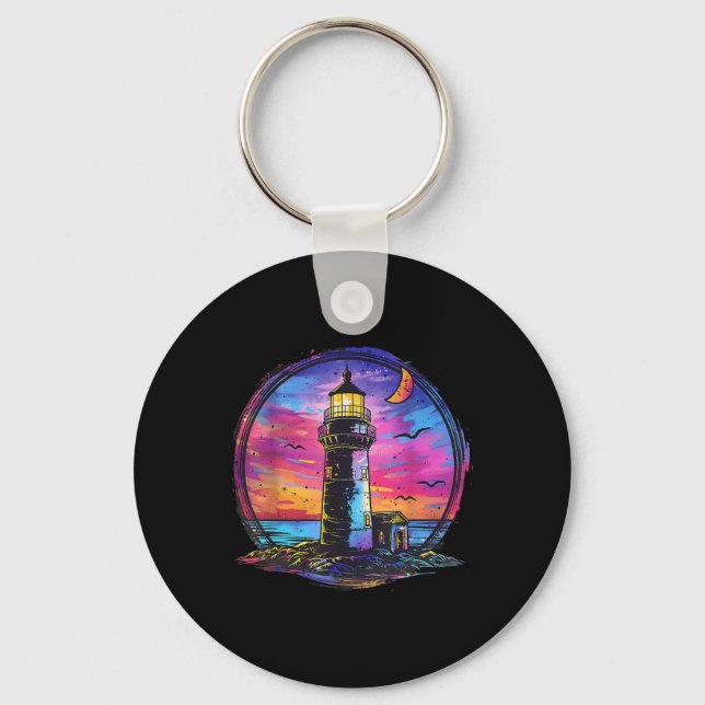 Lighthouse Sailing Sea Beach Boating Seaside House Key Ring (Front)