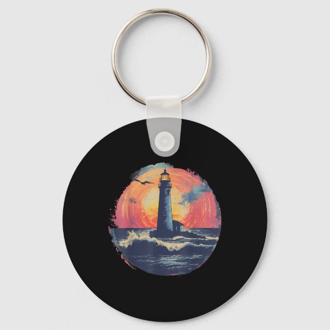 Lighthouse Sailing Sea Beach Boating Seaside House Key Ring (Front)