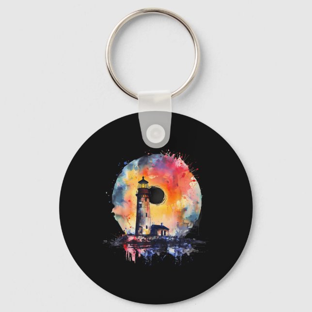 Lighthouse Sailing Sea Beach Boating Seaside House Key Ring (Front)