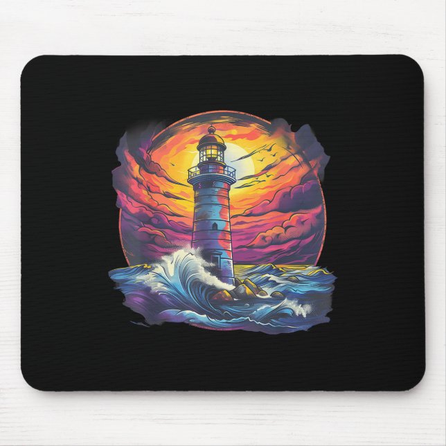 Lighthouse Sailing Sea Beach Boating Seaside House Mouse Pad (Front)