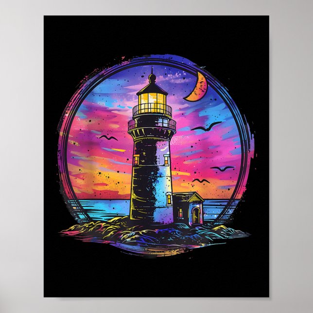 Lighthouse Sailing Sea Beach Boating Seaside House Poster (Front)