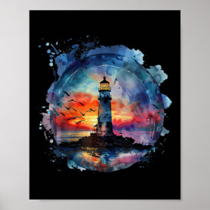 Lighthouse Sailing Sea Beach Boating Seaside House Poster
