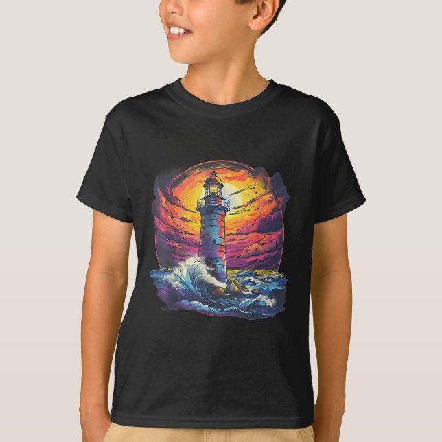 Lighthouse Sailing Sea Beach Boating Seaside House T-Shirt (Front)