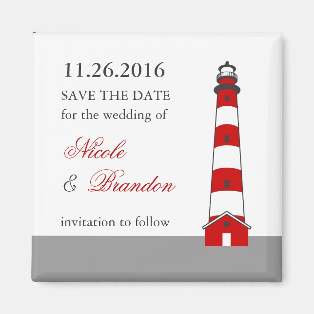 Lighthouse Save The Date Magnet (Front)