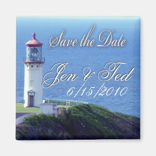 Lighthouse save the date magnet