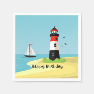 Lighthouse Scene Design Paper Napkin