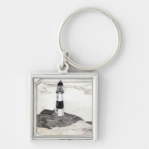 Lighthouse Scrimshaw Key Ring