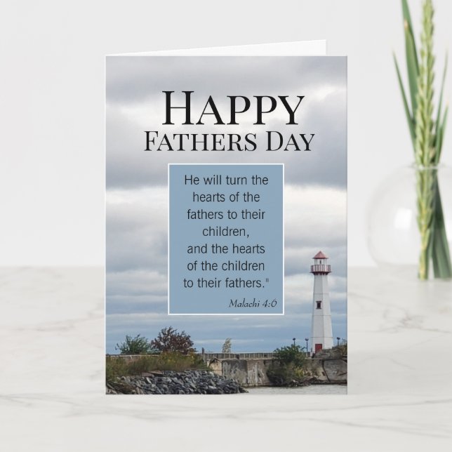 Lighthouse Scripture Christian Fathers Day Card (Front)