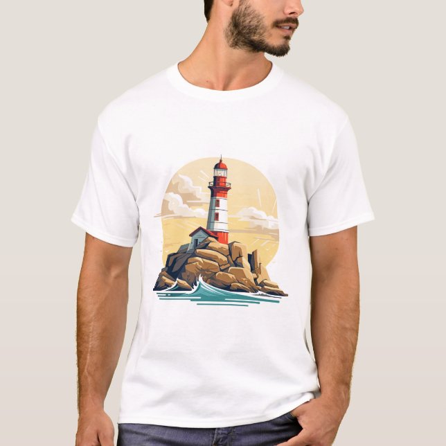 Lighthouse Seacoast Beauty Nature Ocean Discovery T-Shirt (Front)