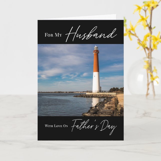Lighthouse Seascape Father's Day for Husband Card (Yellow Flower)