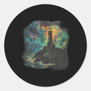 Lighthouse Seaside House Sailing Sea Beach Boating Classic Round Sticker