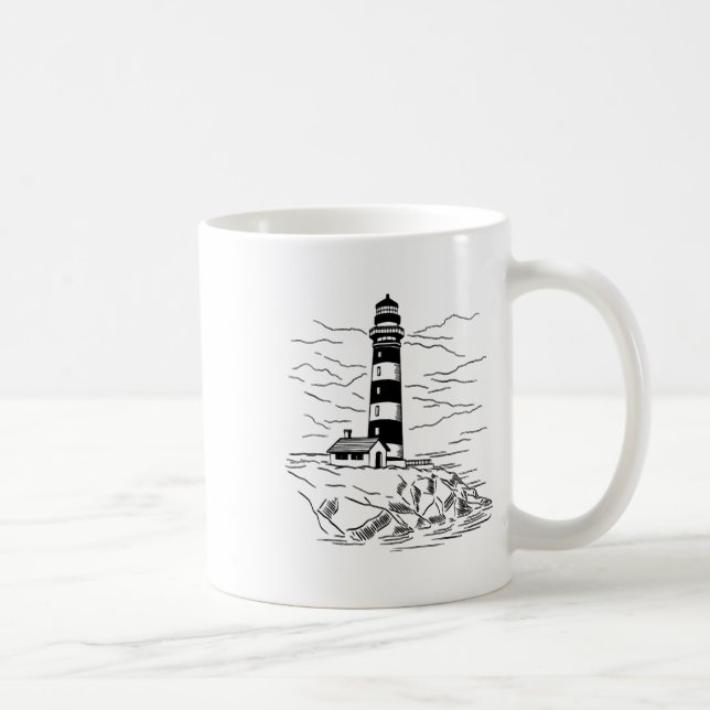 Lighthouse Seaside House Sailing Sea Beach Boating Coffee Mug (Right)