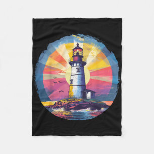 Lighthouse Seaside House Sailing Sea Beach Boating Fleece Blanket