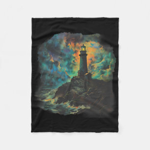 Lighthouse Seaside House Sailing Sea Beach Boating Fleece Blanket