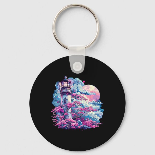 Lighthouse Seaside House Sailing Sea Beach Boating Key Ring (Front)