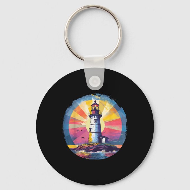 Lighthouse Seaside House Sailing Sea Beach Boating Key Ring (Front)