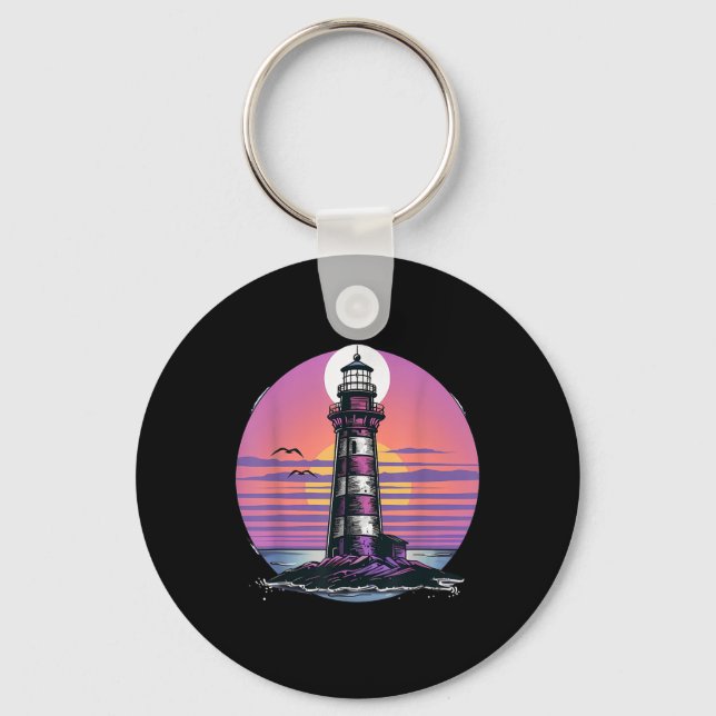 Lighthouse Seaside House Sailing Sea Beach Boating Key Ring (Front)