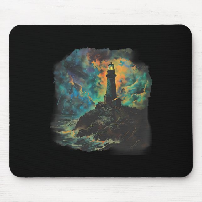 Lighthouse Seaside House Sailing Sea Beach Boating Mouse Pad (Front)