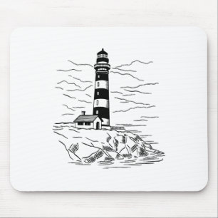 Lighthouse Seaside House Sailing Sea Beach Boating Mouse Pad