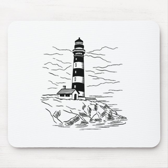 Lighthouse Seaside House Sailing Sea Beach Boating Mouse Pad (Front)
