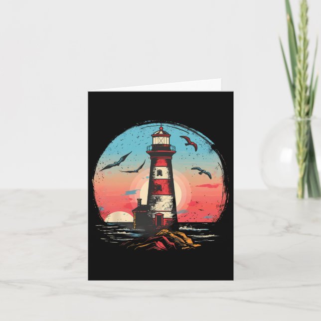 Lighthouse Seaside House Sailing Sea Boating Light Card (Front)