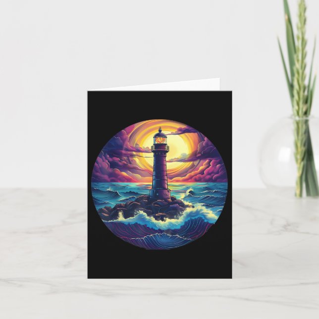 Lighthouse Seaside House Sailing Sea Boating Light Card (Front)
