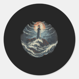 Lighthouse Seaside House Sailing Sea Boating Light Classic Round Sticker
