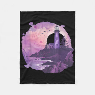 Lighthouse Seaside House Sailing Sea Boating Light Fleece Blanket