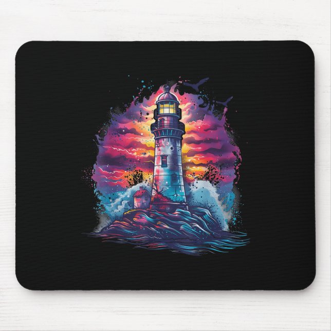 Lighthouse Seaside House Sailing Sea Boating Light Mouse Pad (Front)