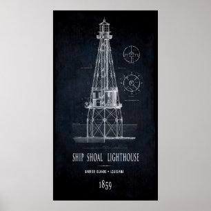 LIGHTHOUSE SHIP SHOAL of LOUISIANA 1859 Poster