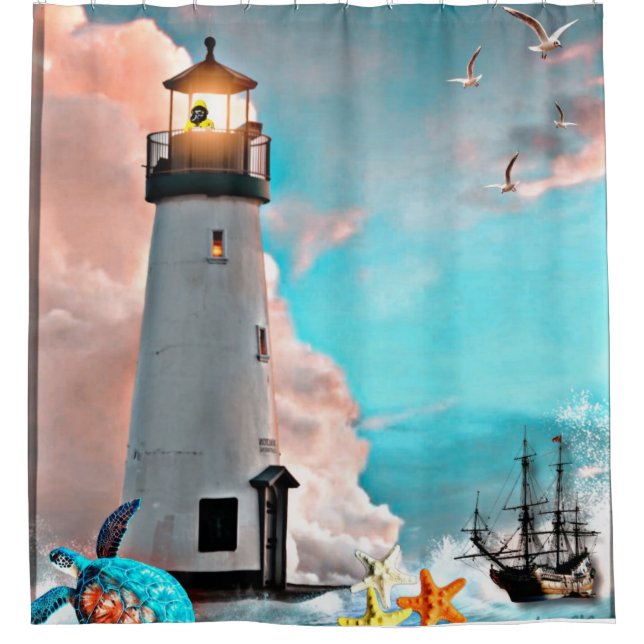 lighthouse shower curtain (Front)