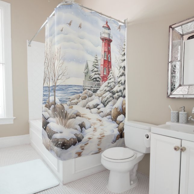 Lighthouse Shower Curtain (In Situ)