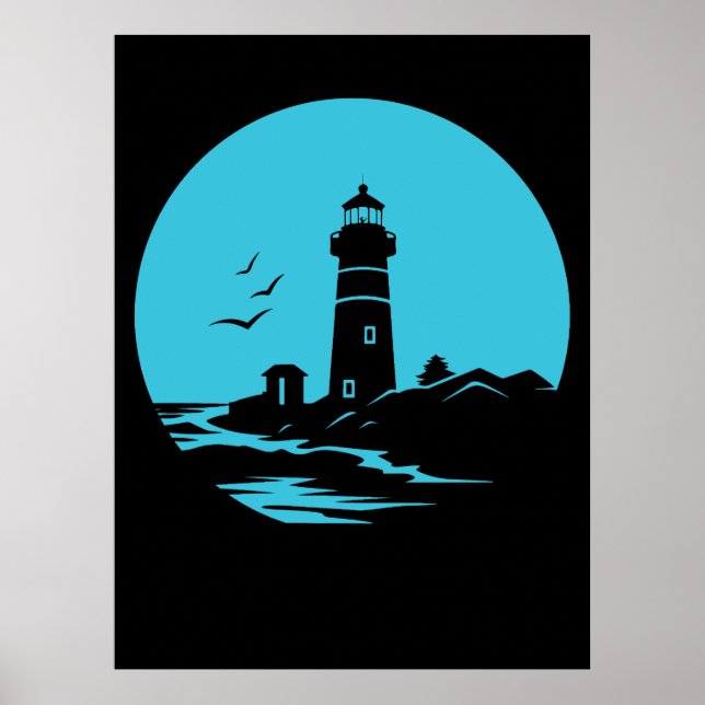 Lighthouse Silhouette Poster (Front)