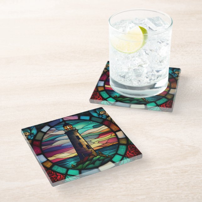 Lighthouse Square Glass Coaster (Angled)