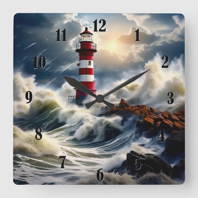 Lighthouse Square Wall Clock (Front)