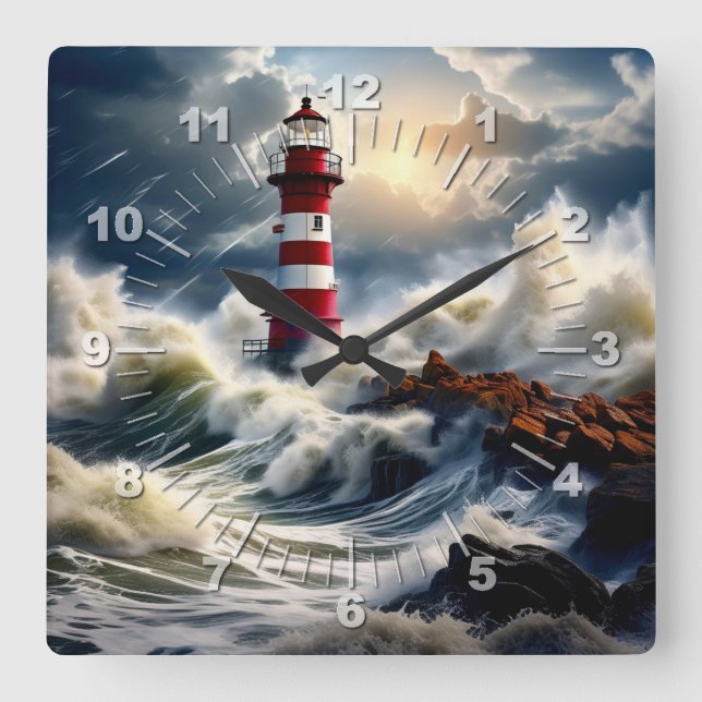 Lighthouse Square Wall Clock (Front)
