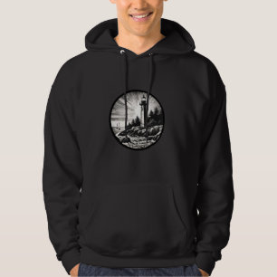Lighthouse Summer Sunset Sailboat Sail Art Sea Oce Hoodie