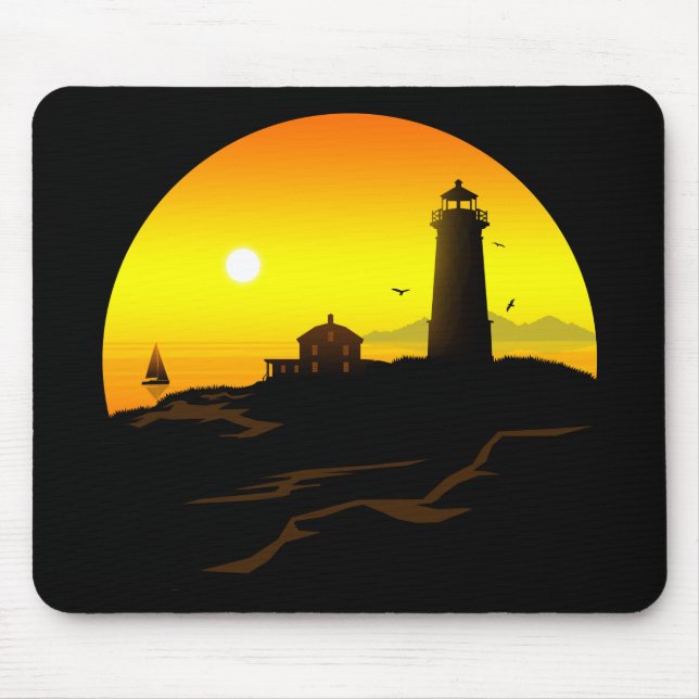 Lighthouse Sundown Mouse Pad (Front)