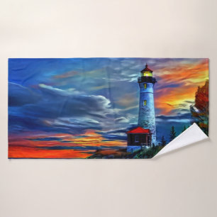 Lighthouse Sunset Bath Towel Set